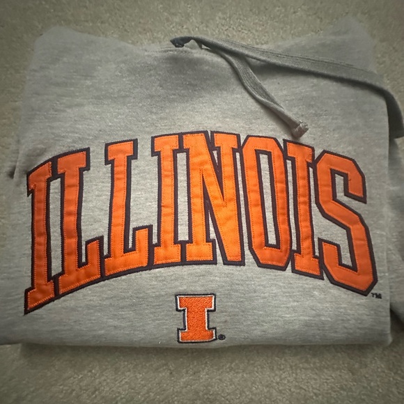 Fighting Illini Hoodie - Men’s Pullover Hoodie - Gray - Men’s Size: M - Picture 4 of 7